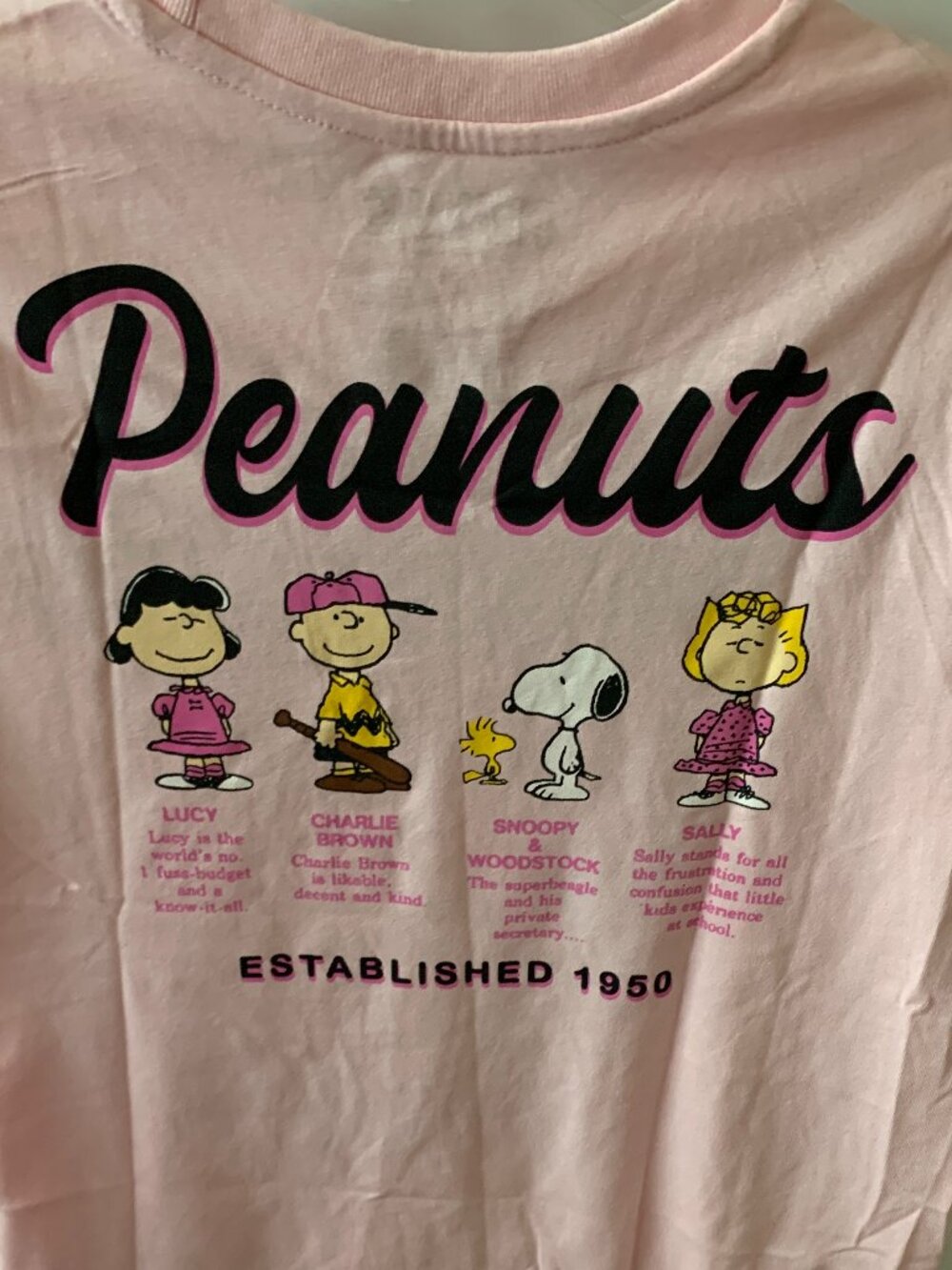 PEANUTS Snoopy & Friends Baseball League Short Sleeve Tee in Pink Sz MEDIUM - Picture 4 of 4